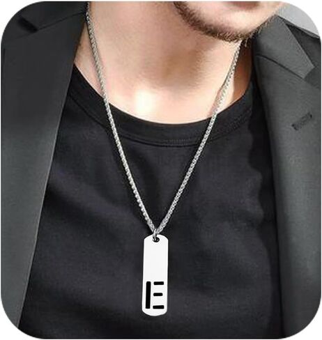 Initial Pendant Necklaces for Men | Stainless Steel Chain Letter Necklaces Meaningful Gifts for Men Him Boyfriend in Saudi Arabia