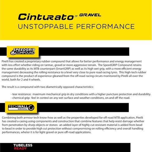إطار دراجة Pirelli Cinturato Gravel M 45-622 (700 x 45c) - تصميم خاص بالحصى للأسطح المتنوعة - مركب SpeedGRIP لأداء فائق in Kuwait