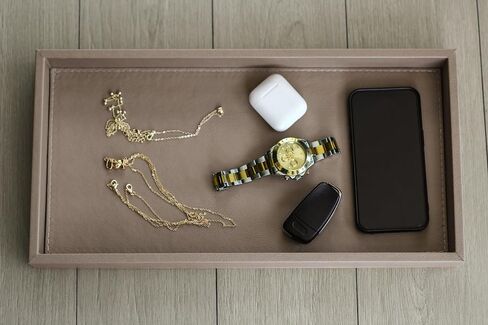Valet Tray, Leather Tray, Elegant Key Jewelry Organizer, Desktop Organizer, Serving Tray, Yacht Accessories (Matte Camel, Large) in Saudi Arabia