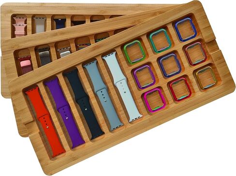 Zero Mass Stackable Bamboo Storage Tray for Apple Watch Bands (Stores 7+, Wood) (Compact) in Saudi Arabia