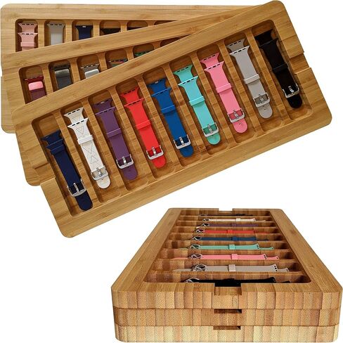 Zero Mass Stackable Bamboo Storage Tray for Apple Watch Bands (Stores 7+, Wood) (Compact) in Saudi Arabia