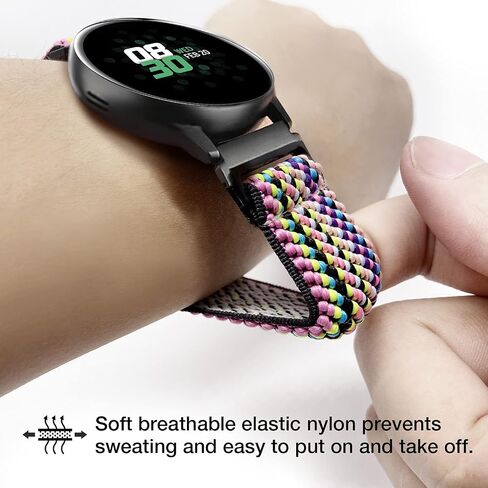 حزام مطاطي 20 مم متوافق مع ساعة Samsung Galaxy Watch 5/4/6 40 مم 44 مم/ساعة 5 Pro 45 مم/ساعة 4 كلاسيكية 42 مم 46 مم/ساعة 3 41 مم/ساعة Galaxy 42 مم/أكتيف 40 مم/أكتيف 2 40 44 مم، حزام نايلون للرجال والنساء in Kuwait