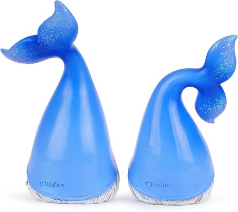 Hodao 2 Set Summer Ocean Gnomes Animals Gnome Resin Figurines Mermaid Scandinavian Tomte Elf Decorations for Home, Living, Dining, Living Room Tabletop (Blue) in Saudi Arabia