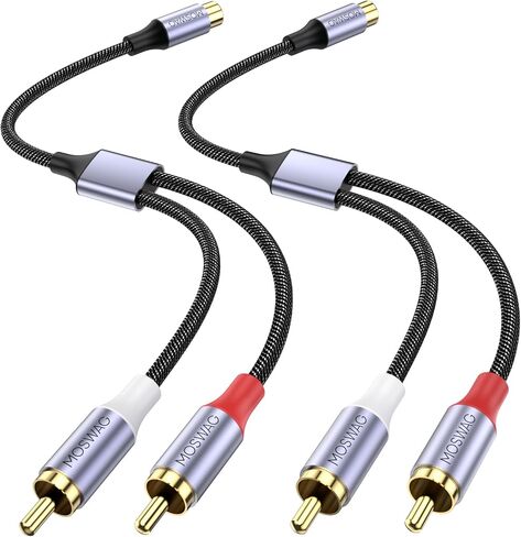 MOSWAG RCA Splitter 1 Female to 2 Male 2 Pack, Stereo RCA Y Adapter-8 Inch in Kuwait
