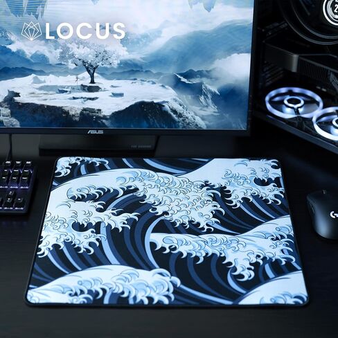 Locus Kurai Pastel XL Japanese Style Gaming Mouse Pad/Desk Mat - Large, Wide (XLarge) Artisanal Mousepad, Durable Hybrid Textured Surface | 18x16 Inch / 450x400mm [3mm Thick] in Saudi Arabia