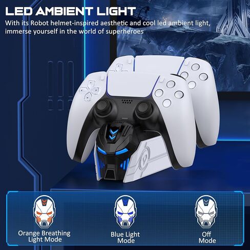 PS5 Controller Charger Station for PlayStation 5 Dualsense Controllers - LED Dual Charger Dock PS5 Controller Charging Station Accessories for PlayStation 5 Faceplates DualSense Edge - Black in Saudi Arabia