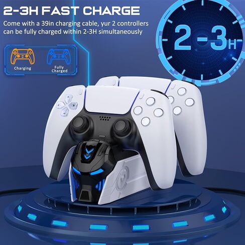 PS5 Controller Charger Station for PlayStation 5 Dualsense Controllers - LED Dual Charger Dock PS5 Controller Charging Station Accessories for PlayStation 5 Faceplates DualSense Edge - Black in Saudi Arabia