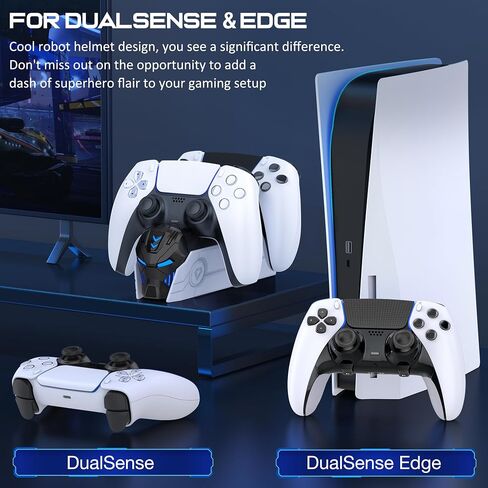 PS5 Controller Charger Station for PlayStation 5 Dualsense Controllers - LED Dual Charger Dock PS5 Controller Charging Station Accessories for PlayStation 5 Faceplates DualSense Edge - Black in Saudi Arabia
