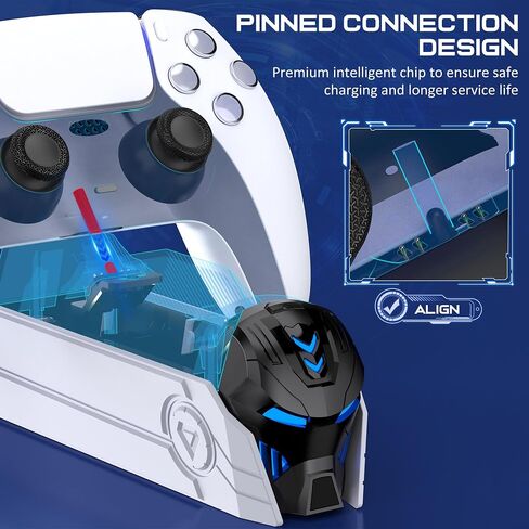 PS5 Controller Charger Station for PlayStation 5 Dualsense Controllers - LED Dual Charger Dock PS5 Controller Charging Station Accessories for PlayStation 5 Faceplates DualSense Edge - Black in Saudi Arabia