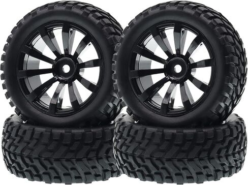 4PCS Treehobby OD 2.99" (76mm x 30mm) Rubber RC Wheel 12mm Hex Hub Wheels and Tires Set Compatible with 1/10 On Road Racing Car,Touring Car in Saudi Arabia