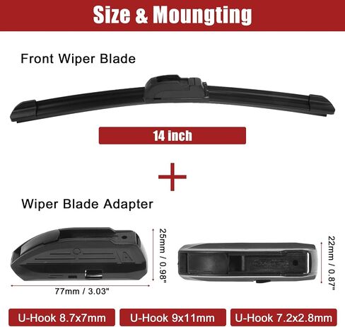 ACROPIX 17inch Silicone Front Window Windshield Wiper Blade Left Driving All Season with Adapter for Side Pin 4.8mm / 6.3mm / 6mm Black - Pack of 1 in Saudi Arabia