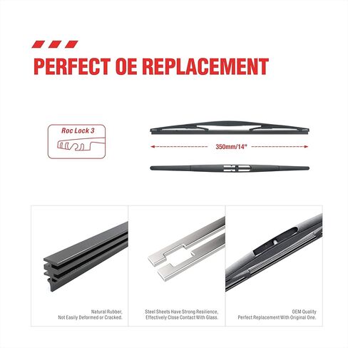 شفرات ممسحة خلفية 14 بوصة (14-D) تناسب Transit Connect 2018 2017 2016 2015 2014 Ford Edge 2014 2013 2012 2011 2010 2009 2008 2007 شفرات ممسحة الزجاج الأمامي الخلفية (عبوة من 2) in Kuwait