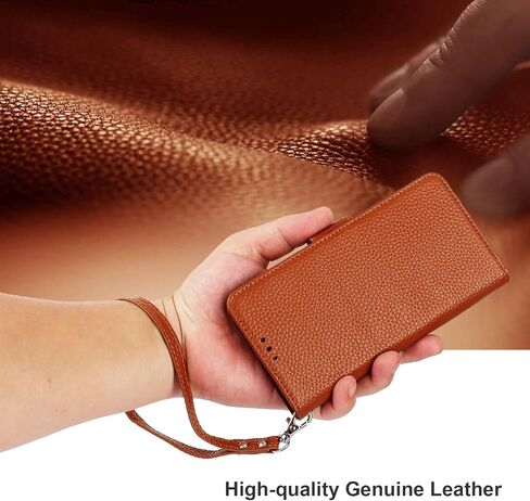 Bocasal Wallet Case for iPhone 15 Pro Max 5G, Genuine Leather Support Wireless Charging RFID Blocking Flip Case Card Slots Holder, Kickstand Book Folding Folio Cover with Wrist Strap 6.7 Inch (Black) in Kuwait