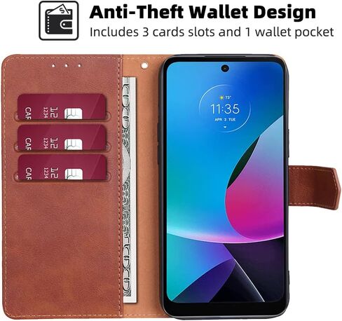 for Moto G Play 2023 Wallet case,PU Leather Flip Folio Case with Card Holder RFID Blocking Kickstand Shockproof Phone Cover for Motorola Moto G Play 2023 Case 6.5inch (Brown) in Saudi Arabia