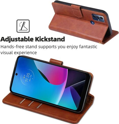 for Moto G Play 2023 Wallet case,PU Leather Flip Folio Case with Card Holder RFID Blocking Kickstand Shockproof Phone Cover for Motorola Moto G Play 2023 Case 6.5inch (Brown) in Saudi Arabia
