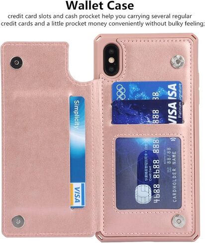 iCoverCase Compatible with iPhone X/XS Wallet Phone Case with Card Holder for Women, RFID Blocking Embossed PU Leather Wrist Strap Case 10/10S 5.8" (Heart Black) in Saudi Arabia