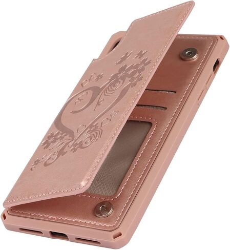 iCoverCase Compatible with iPhone X/XS Wallet Phone Case with Card Holder for Women, RFID Blocking Embossed PU Leather Wrist Strap Case 10/10S 5.8" (Heart Black) in Saudi Arabia