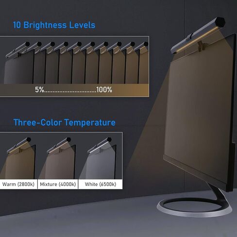 Computer Monitor Light Bar Universal LED Light Bar, USB Powered Screen Lamp Space Saving for Home Office，Computer Light with Dimmable Lamp，3-Color Mode Touch Control，Protect Eyesight in Kuwait