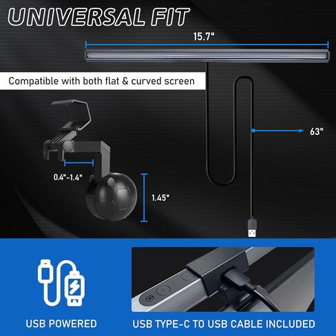 Computer Monitor Light Bar Universal LED Light Bar, USB Powered Screen Lamp Space Saving for Home Office，Computer Light with Dimmable Lamp，3-Color Mode Touch Control，Protect Eyesight in Kuwait