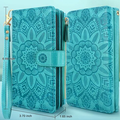 Harryshell Detachable Magnetic Case Wallet with Cash Coin Zipper Pocket 12 Card Slots Holder Wrist Strap Lanyard Compatible with Google Pixel 7 5G (2022) (Flower Gray) in Saudi Arabia