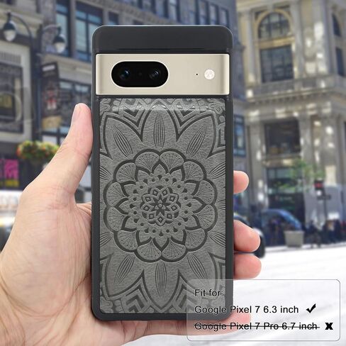 Harryshell Detachable Magnetic Case Wallet with Cash Coin Zipper Pocket 12 Card Slots Holder Wrist Strap Lanyard Compatible with Google Pixel 7 5G (2022) (Flower Gray) in Saudi Arabia