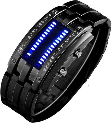 MASTOP Women's Men's Watches Fashion Novelty Lava Red Blue LED Digital Stainless Steel Black Bracelet Watches in Kuwait