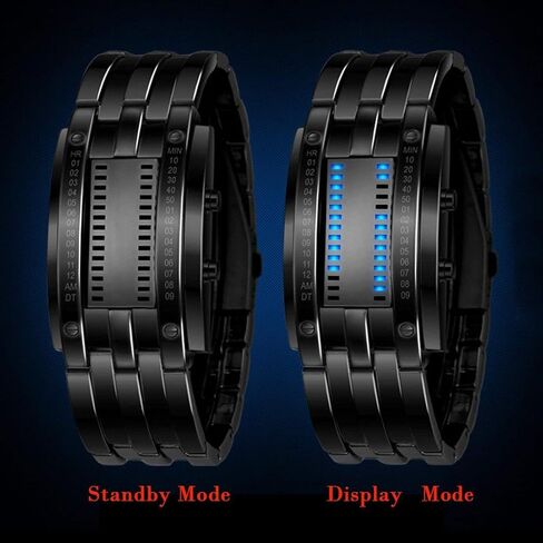 MASTOP Women's Men's Watches Fashion Novelty Lava Red Blue LED Digital Stainless Steel Black Bracelet Watches in Kuwait