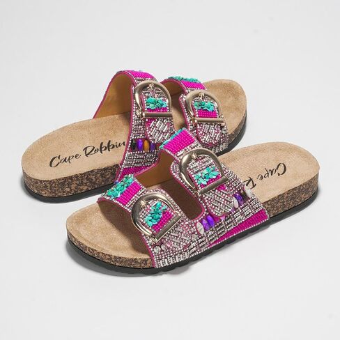 Cape Robbin Danita Rhinestone Buckle Cork Sandals (Danita) in Saudi Arabia