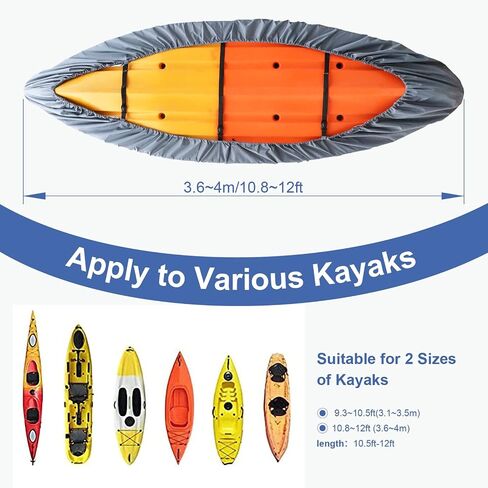 Kayak Covers for Outdoor Storage, Waterproof Heavy Wind Dust UV Tear and Fade Resistant Protection Sunblock Shield Kayak Accessories Canoe Cover for Fishing Boat Kayak Paddle Board in Saudi Arabia