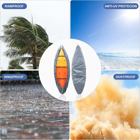 Kayak Covers for Outdoor Storage, Waterproof Heavy Wind Dust UV Tear and Fade Resistant Protection Sunblock Shield Kayak Accessories Canoe Cover for Fishing Boat Kayak Paddle Board in Saudi Arabia