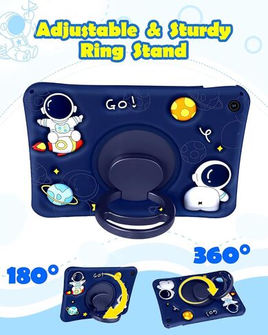 for Samsung Galaxy Tab A9 Plus Case 11" Boys Cute Astronaut Cover Kawaii Cartoon Spacemen Fun Cool with Rotating Handle Stand+Strap Silicon Funda for Samsung A9 Plus Tablet Case in Saudi Arabia