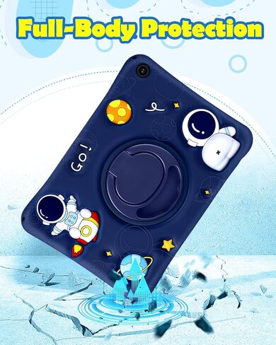 for Samsung Galaxy Tab A9 Plus Case 11" Boys Cute Astronaut Cover Kawaii Cartoon Spacemen Fun Cool with Rotating Handle Stand+Strap Silicon Funda for Samsung A9 Plus Tablet Case in Saudi Arabia