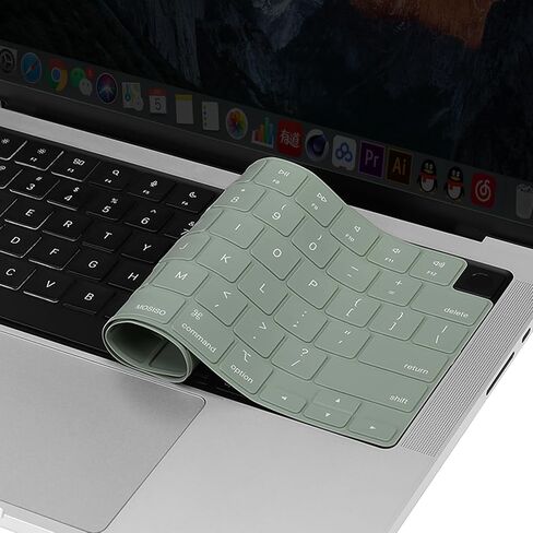 MOSISO Keyboard Cover with Solid Texture Compatible with MacBook Air 15 M3 A3114 M2 A2941/Air 13.6 M3 A3113 M2 A2681/Pro 14/16 M3 M2 M1 A2918 A2992 A2779 A2442 A2991 A2780 A2485, Antique Green in Saudi Arabia
