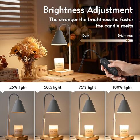 Candle Warmer Lamp with Timer: Electric Candle Warmer Lamp Adjustable Height for Jar Candles, Dimmable Candle Warmer Light with 2 Bulbs for Bedroom Home Decor, Scented Wax, Gifts for Mom in Saudi Arabia