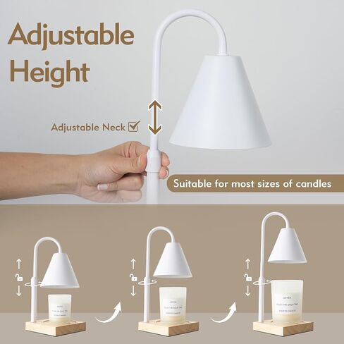 Candle Warmer Lamp with Timer: Electric Candle Warmer Lamp Adjustable Height for Jar Candles, Dimmable Candle Warmer Light with 2 Bulbs for Bedroom Home Decor, Scented Wax, Gifts for Mom in Saudi Arabia