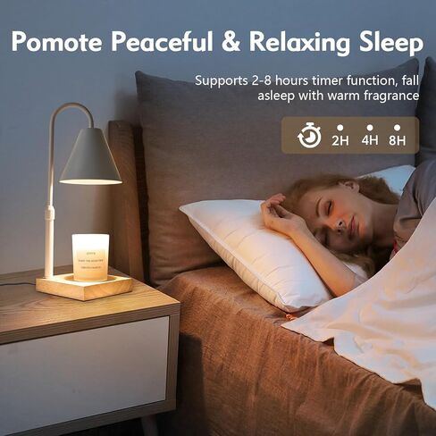 Candle Warmer Lamp with Timer: Electric Candle Warmer Lamp Adjustable Height for Jar Candles, Dimmable Candle Warmer Light with 2 Bulbs for Bedroom Home Decor, Scented Wax, Gifts for Mom in Saudi Arabia