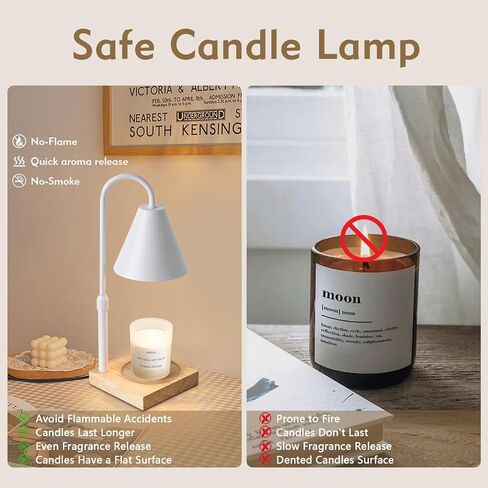 Candle Warmer Lamp with Timer: Electric Candle Warmer Lamp Adjustable Height for Jar Candles, Dimmable Candle Warmer Light with 2 Bulbs for Bedroom Home Decor, Scented Wax, Gifts for Mom in Saudi Arabia