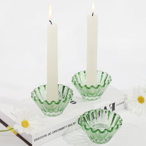 Glass Candlestick Holder 3 Pcs - Clear Taper Candle Holders for Candle Stick, Tapered Candlestick Holders for Home Decor, Weddin, Dinner Party in Kuwait