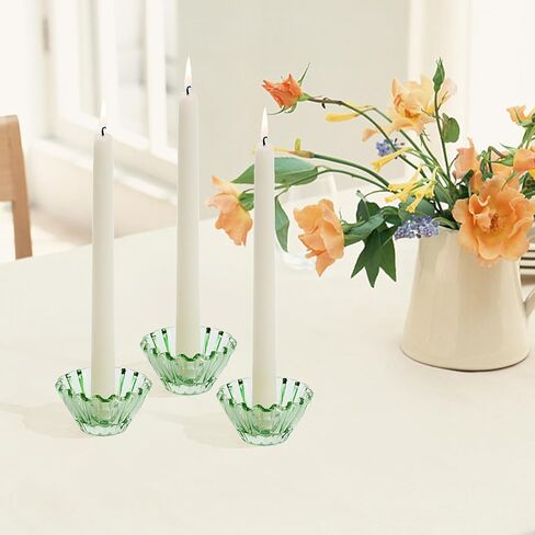 Glass Candlestick Holder 3 Pcs - Clear Taper Candle Holders for Candle Stick, Tapered Candlestick Holders for Home Decor, Weddin, Dinner Party in Kuwait
