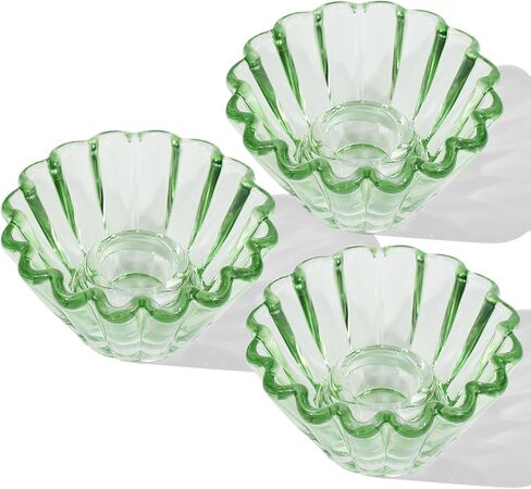 Glass Candlestick Holder 3 Pcs - Clear Taper Candle Holders for Candle Stick, Tapered Candlestick Holders for Home Decor, Weddin, Dinner Party in Kuwait
