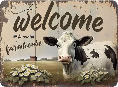 Rustic Farm Welcome Metal Sign Vintage Style Wall Decor for Farmhouse Gift 12x8 Inches in Saudi Arabia
