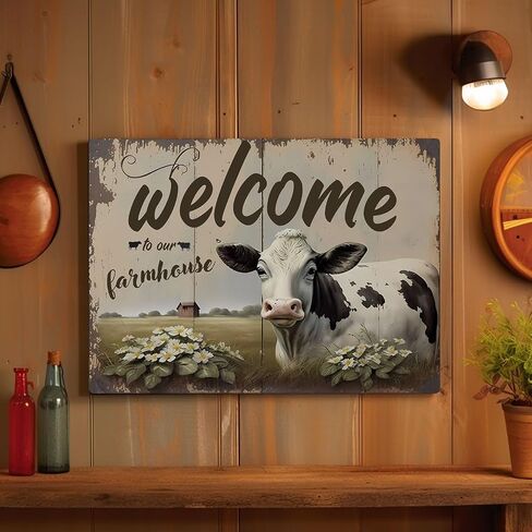 Rustic Farm Welcome Metal Sign Vintage Style Wall Decor for Farmhouse Gift 12x8 Inches in Saudi Arabia