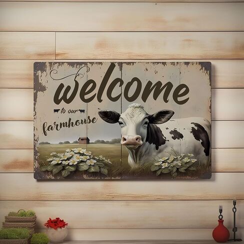 Rustic Farm Welcome Metal Sign Vintage Style Wall Decor for Farmhouse Gift 12x8 Inches in Saudi Arabia
