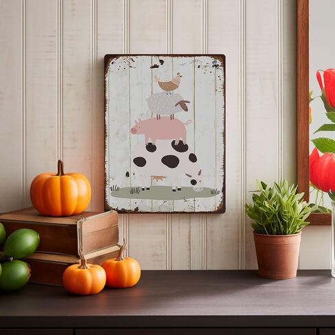 Rustic Farm Welcome Metal Sign Vintage Style Wall Decor for Farmhouse Gift 12x8 Inches in Saudi Arabia