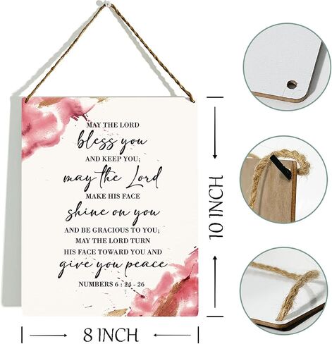 Christian Wall Decor, Bible Verse Wall Decor Wooden Hanging Sign, Serenity Prayer Wall Art, Numbers 6:24-26, Scripture Wall Art Decor for Farmhouse Home Porch Office Bedroom Bathroom, 8 x 10 Inches in Saudi Arabia