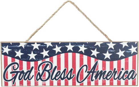 Craig Bachman 15" Wooden Sign: God Bless America - Wood Patriotic July 4th Wall Door Hanger in Saudi Arabia