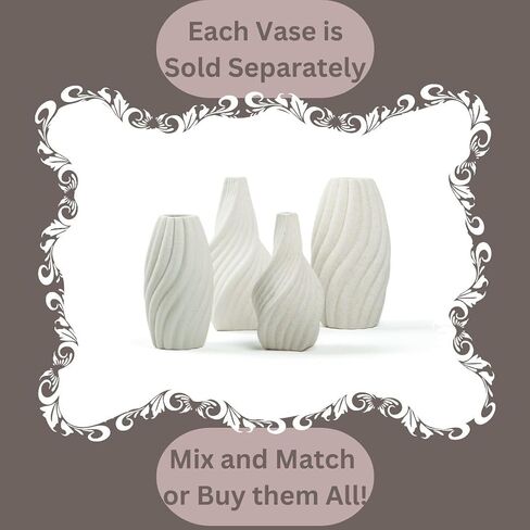 Rustic Minimalistic White Ceramic Vase -Pampas Grass- Home Decor - Bathroom decor, farmhouse decor, Boho, flower vase, coffee table decor, kitchen decor, wedding centerpiece (Small Twist) in Saudi Arabia