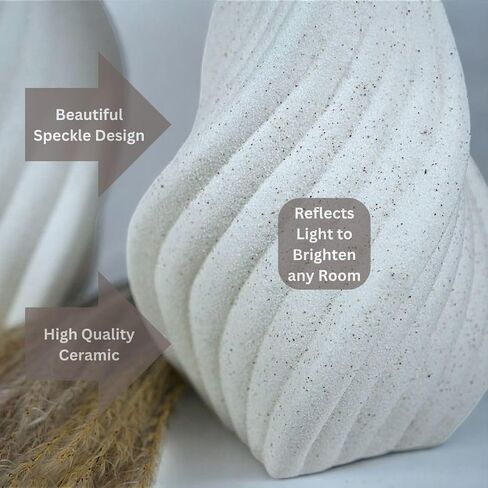 Rustic Minimalistic White Ceramic Vase -Pampas Grass- Home Decor - Bathroom decor, farmhouse decor, Boho, flower vase, coffee table decor, kitchen decor, wedding centerpiece (Small Twist) in Saudi Arabia
