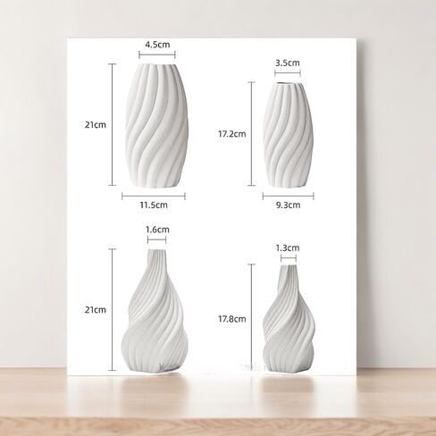 Rustic Minimalistic White Ceramic Vase -Pampas Grass- Home Decor - Bathroom decor, farmhouse decor, Boho, flower vase, coffee table decor, kitchen decor, wedding centerpiece (Small Twist) in Saudi Arabia