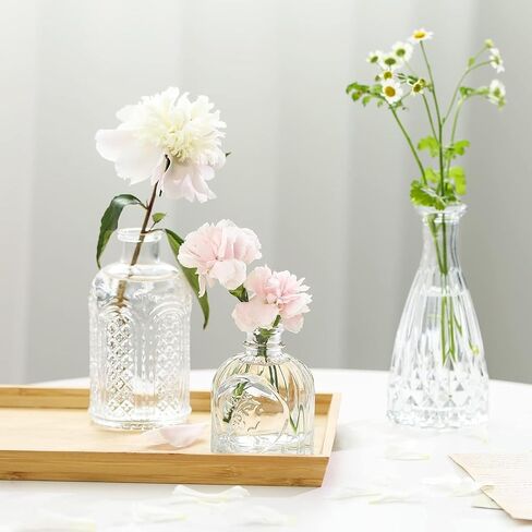 ZYX&CYX Glass Bud Vase Set of 10 Pcs，Small Glass Vases for Flowers，Clear Bud Vases in Bulk，Vintage Vases for Centerpieces，Small Glass Bud Vase for Wedding Decorations，Home Table Flower Décor in Saudi Arabia